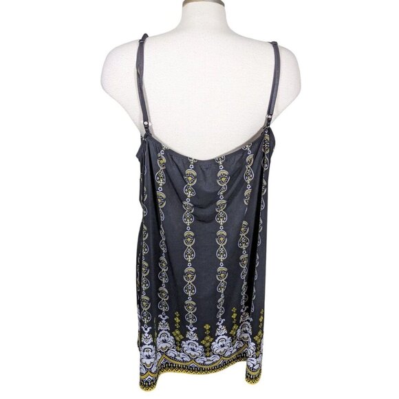 Penningtons Vintage Plus 3X Y2K Tunic Womens Babydoll Crossover Black Printed - Picture 2 of 6